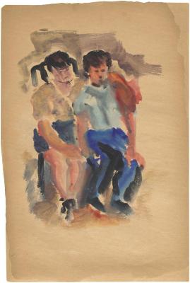 [Seated girl and boy]