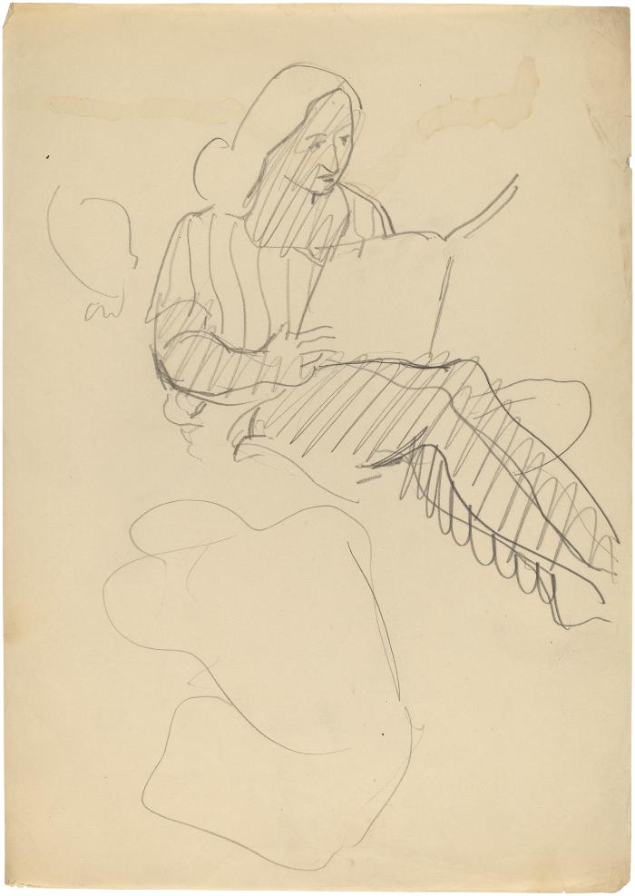 [Seated woman reading]