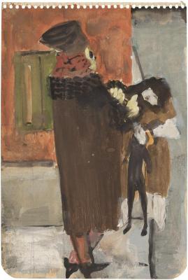 [Woman and two children]