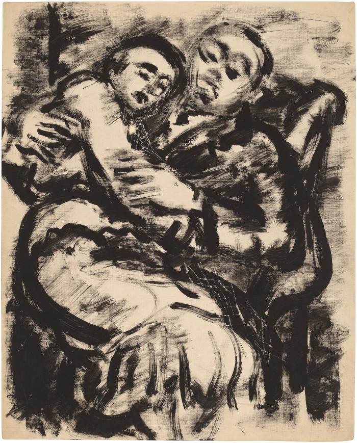 [Seated couple embracing]