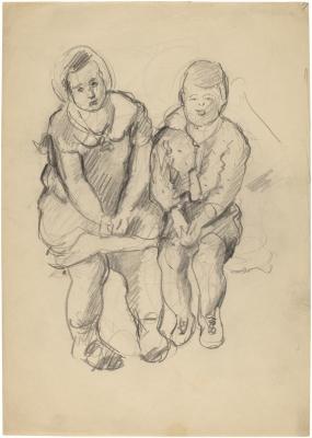 [Seated girl and boy]