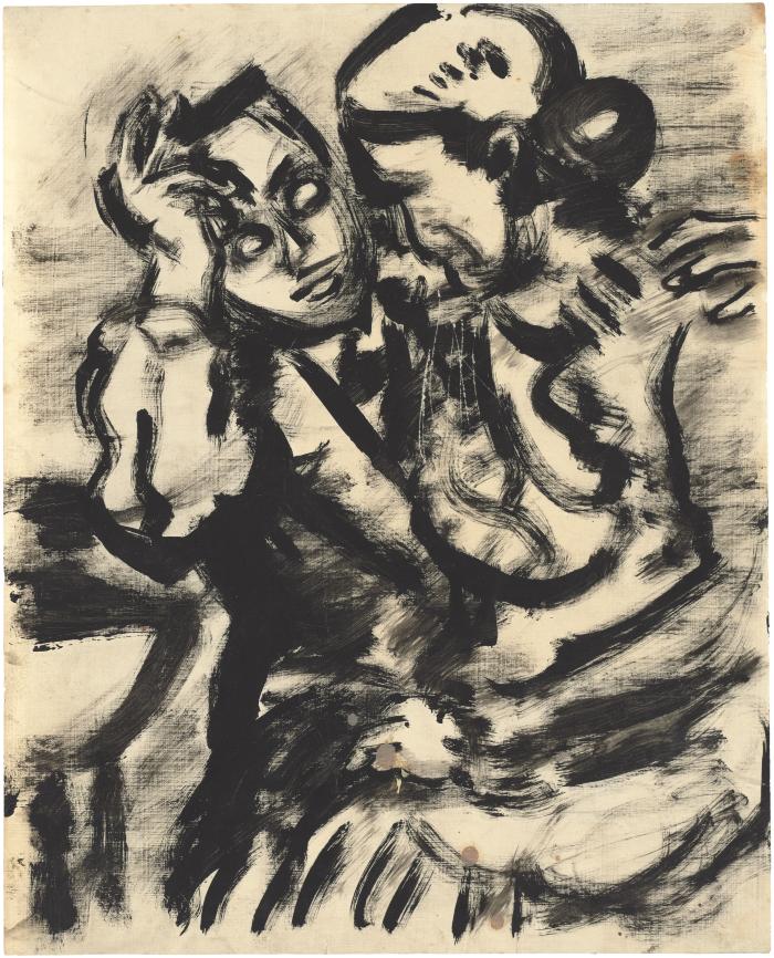 [Woman seated on a man’s lap]