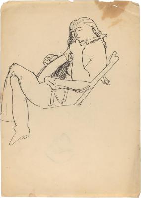 [Seated woman with mandolin]