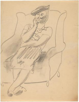 [Woman in armchair]