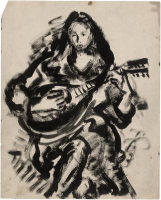 [Seated woman with mandolin]