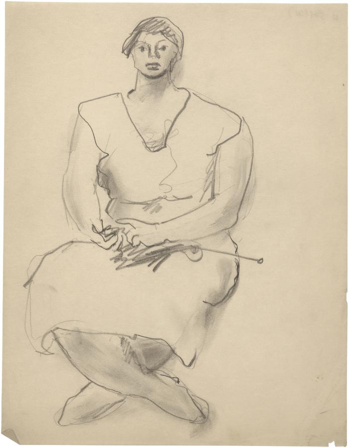 [Seated woman with knitting]