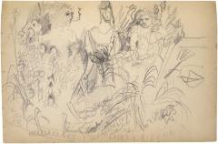 [Man and two women in a garden] The Scribble-In Book, page 61
