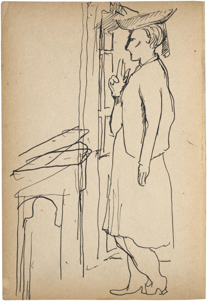 [Woman standing by window] The Scribble-In Book, page 122