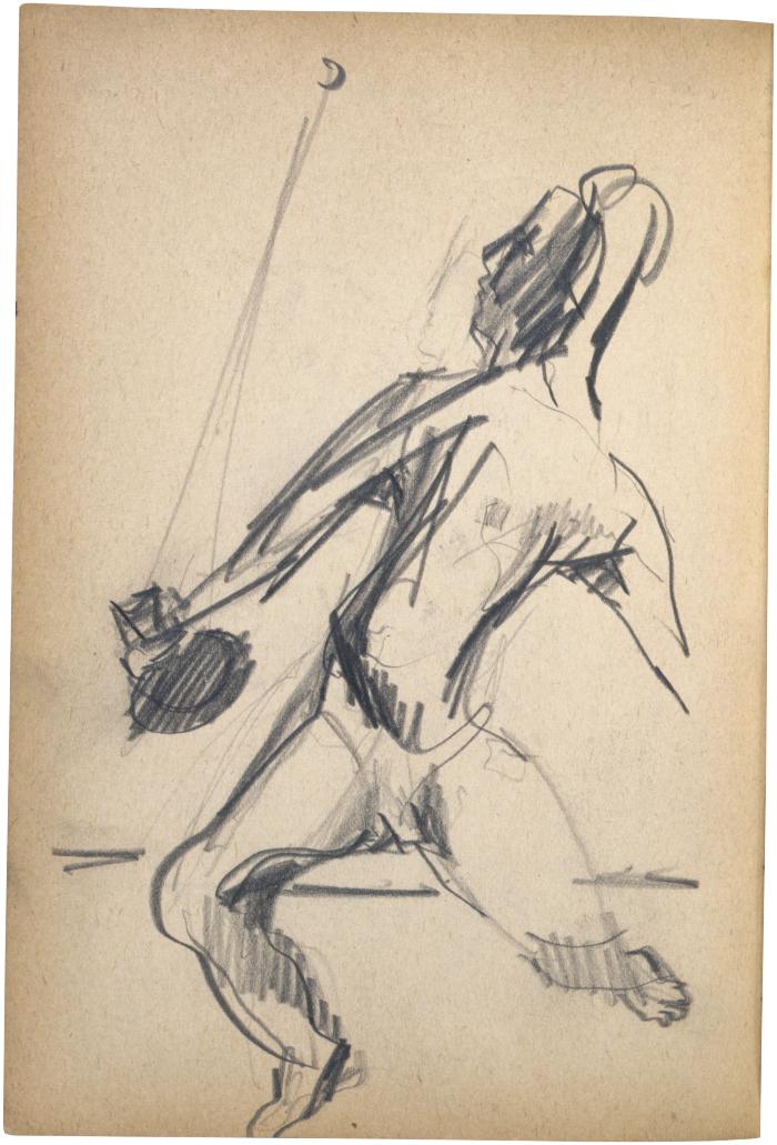 [Man with racquet and ball] The Scribble-In Book, page 98